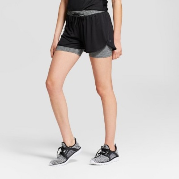 NEW! C9 Black Training Workout Knit Layered Shorts - Picture 1 of 2